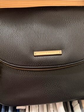 Poppy & Peonies Black Pebbled Leather Crossbody with Gold Accent